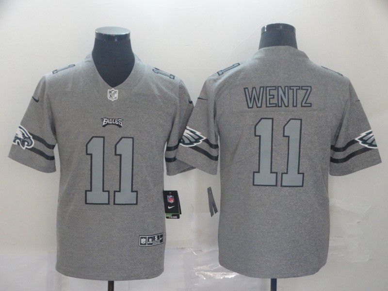 Men Philadelphia Eagles #11 Wentz Grey Retro Nike NFL Jerseys